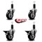 Service Caster 3.5'' Black Poly Wheel Swivel 1-1/4'' Expanding Stem Caster Set 2 Brakes, 4PK SCC-EX20S3514-PPUB-BLK-2-PLB-2-114 - alternate 4